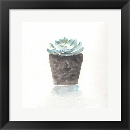 Framed Watercolor Cactus Still Life I Print