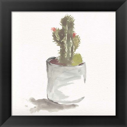 Framed Watercolor Cactus Still Life II Print