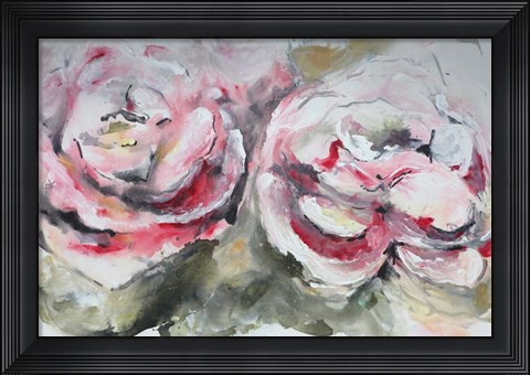 Framed Pair of Pink Roses Landscape Print