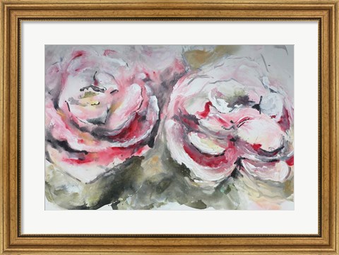 Framed Pair of Pink Roses Landscape Print