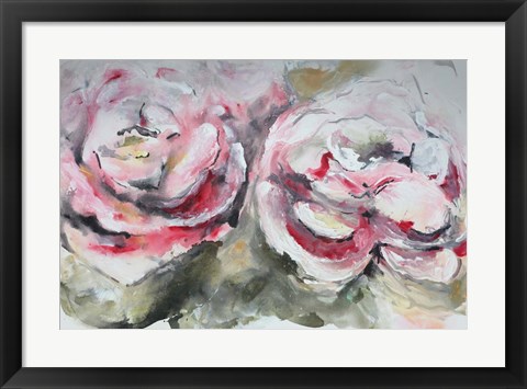 Framed Pair of Pink Roses Landscape Print