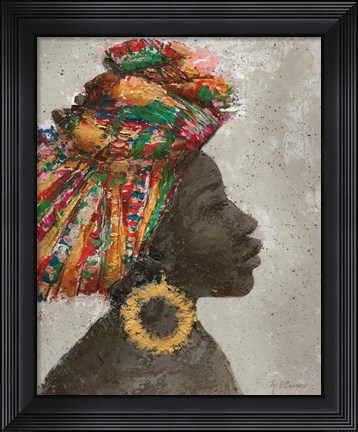 Framed Portrait of a Woman I (gold hoop) Print