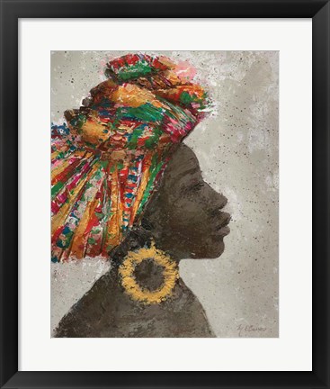 Framed Portrait of a Woman I (gold hoop) Print