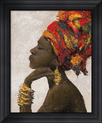 Framed Portrait of a Woman II (gold bracelets) Print
