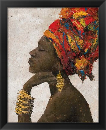 Framed Portrait of a Woman II (gold bracelets) Print