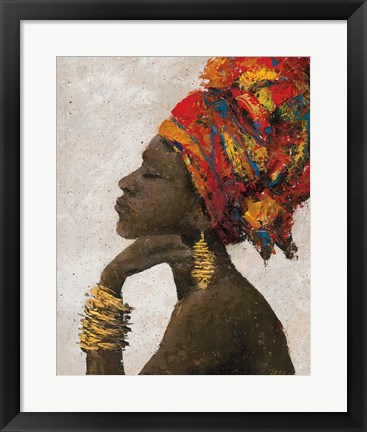 Framed Portrait of a Woman II (gold bracelets) Print