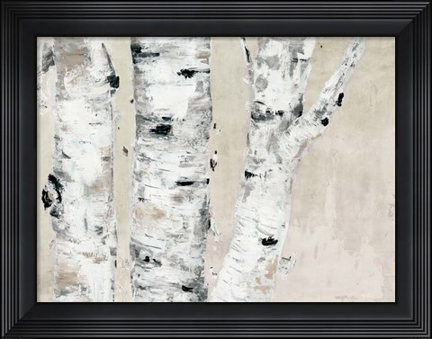 Framed Birch Tree Close Up Neutral Print