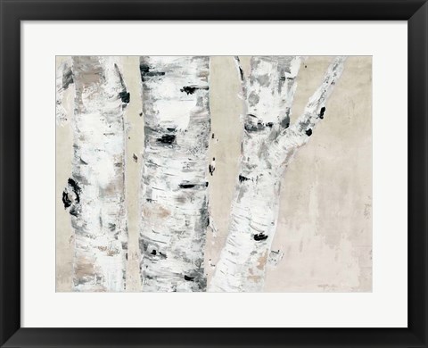 Framed Birch Tree Close Up Neutral Print