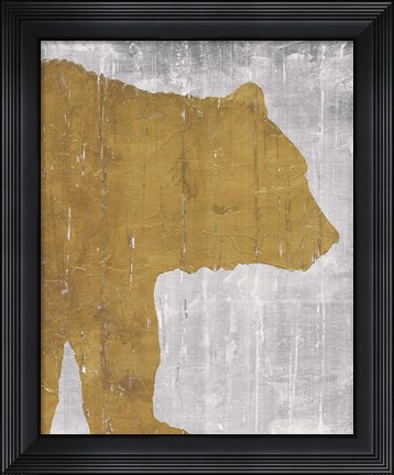 Framed Rustic Lodge Animals Bear on Grey Print
