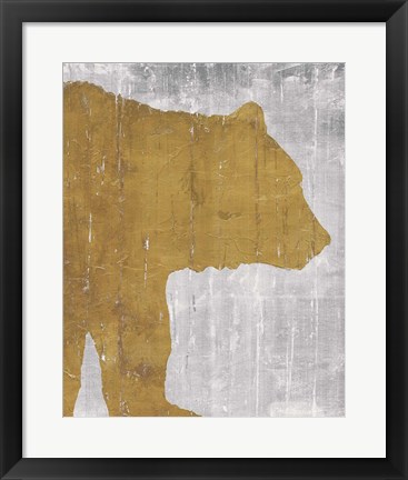 Framed Rustic Lodge Animals Bear on Grey Print