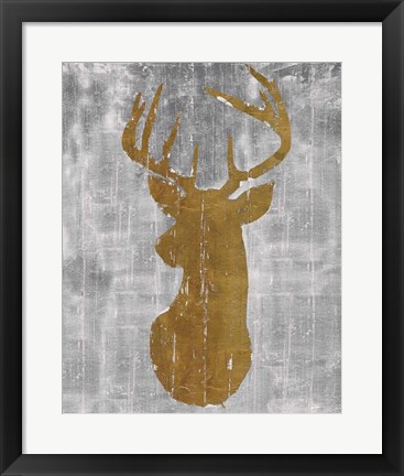 Framed Rustic Lodge Animals Deer Head on Grey Print