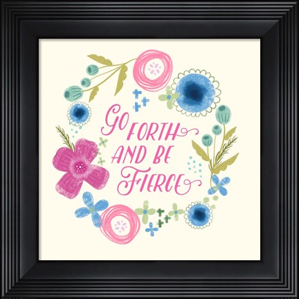 Framed Fierce Girl Pink I Print