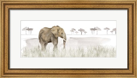 Framed Serengeti Elephant horizontal panel Print