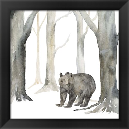 Framed Winter Forest Bear Print