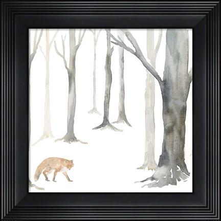Framed Winter Forest Fox Print