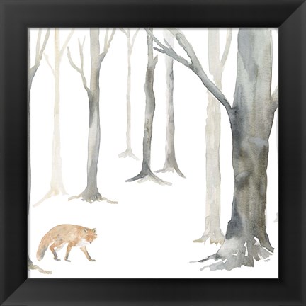 Framed Winter Forest Fox Print