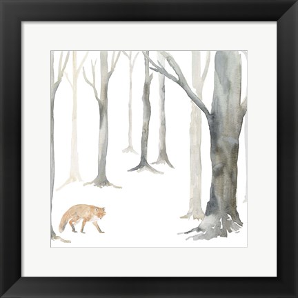 Framed Winter Forest Fox Print