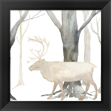 Framed Winter Forest Elk Print