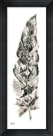 Framed Tribal Feather Neutral Panel I Print