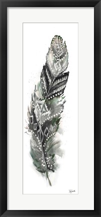 Framed Tribal Feather Neutral Panel II Print