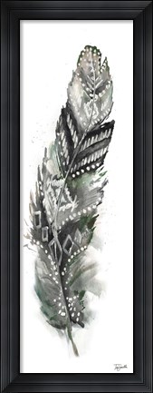 Framed Tribal Feather Neutral Panel II Print
