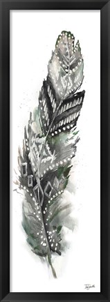 Framed Tribal Feather Neutral Panel II Print