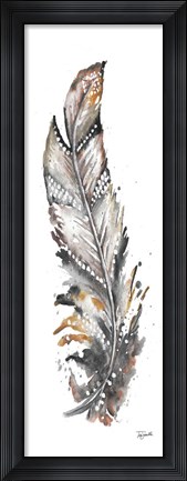Framed Tribal Feather Neutral Panel III Print