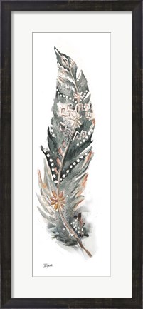 Framed Tribal Feather Neutral Panel IV Print