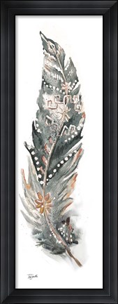 Framed Tribal Feather Neutral Panel IV Print