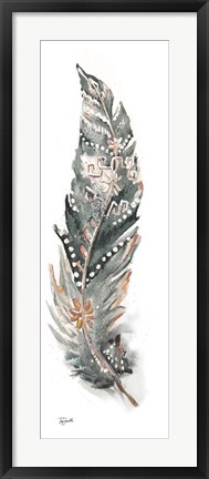 Framed Tribal Feather Neutral Panel IV Print