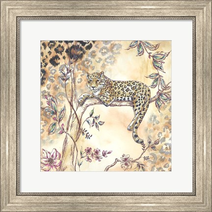 Framed Leopard on Neutral I Print