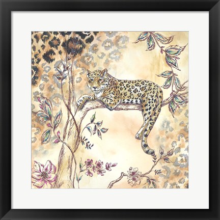 Framed Leopard on Neutral I Print