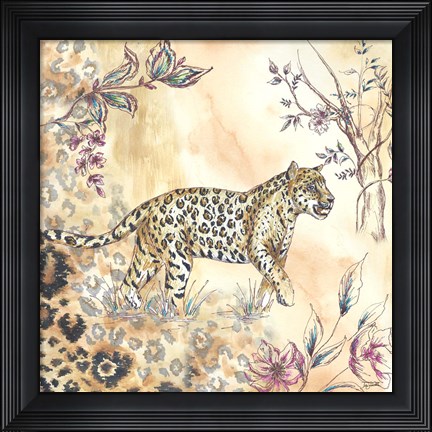 Framed Leopard on Neutral II Print