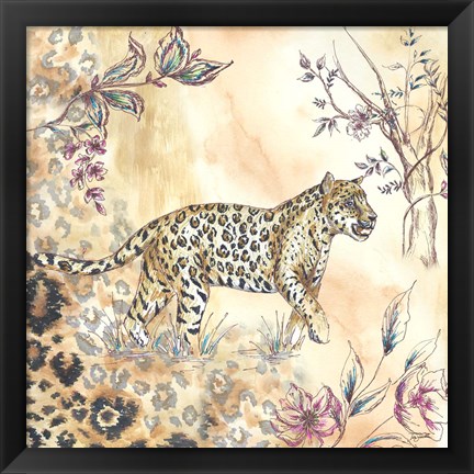 Framed Leopard on Neutral II Print