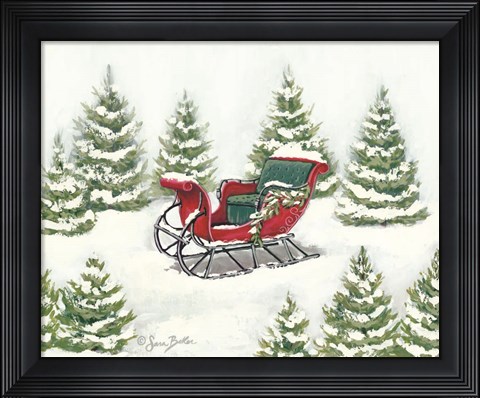 Framed Tree Farm Sleigh Print