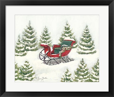 Framed Tree Farm Sleigh Print