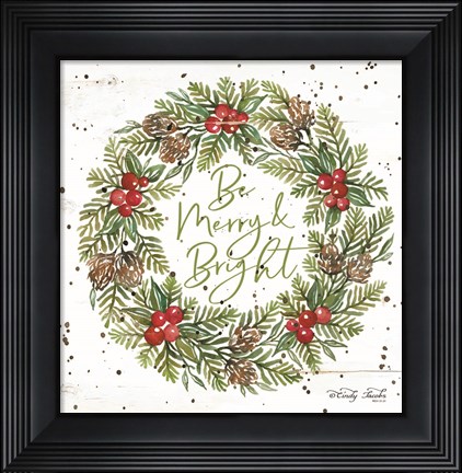 Framed Be Merry &amp; Bright Wreath Print