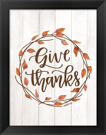 Framed Give Thanks Wreath Print