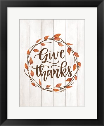 Framed Give Thanks Wreath Print