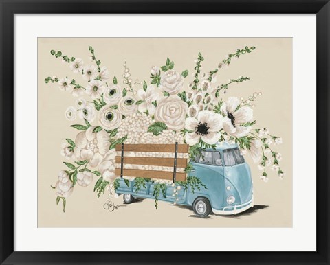 Framed VW Bus White Print