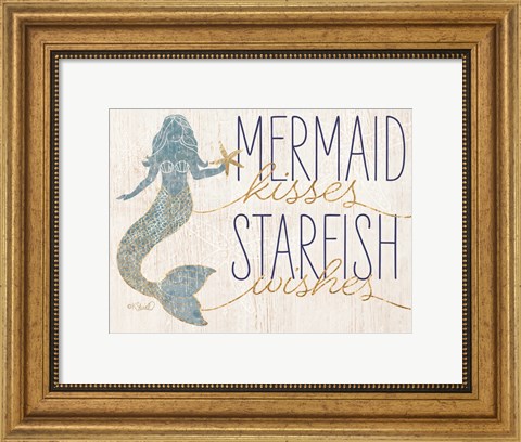 Framed Mermaid Kisses Starfish Wishes Print