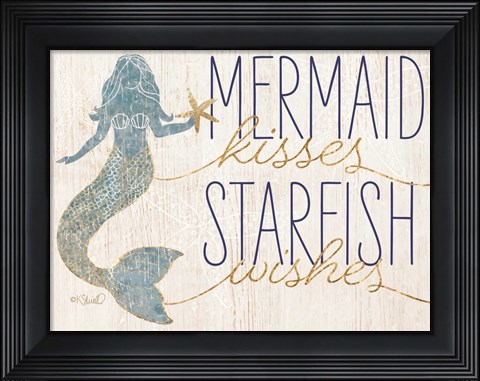 Framed Mermaid Kisses Starfish Wishes Print