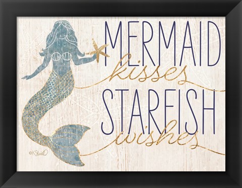 Framed Mermaid Kisses Starfish Wishes Print
