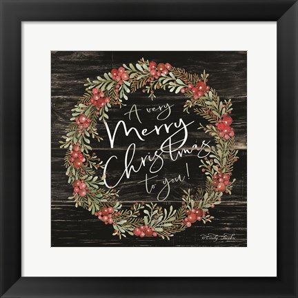 Framed Very Merry Christmas Wreath Print