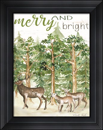 Framed Merry &amp; Bright Deer Print