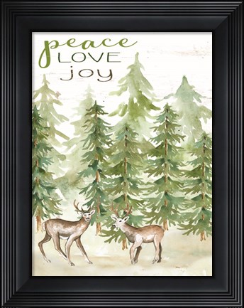 Framed Peace Love Joy Deer Print