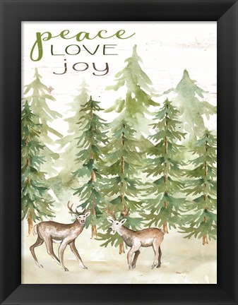 Framed Peace Love Joy Deer Print