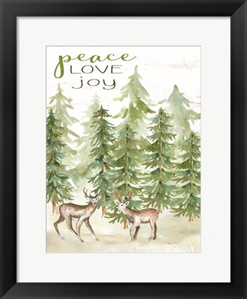 Framed Peace Love Joy Deer Print