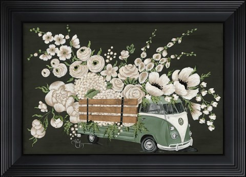 Framed VW Bus Black Print