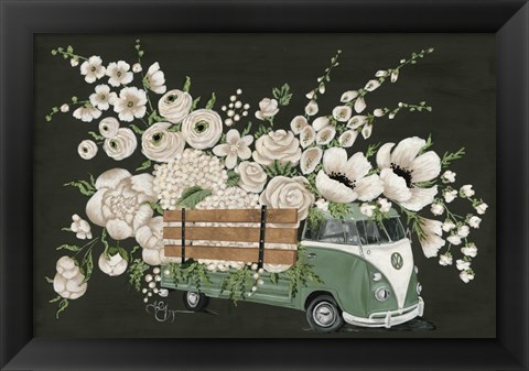 Framed VW Bus Black Print